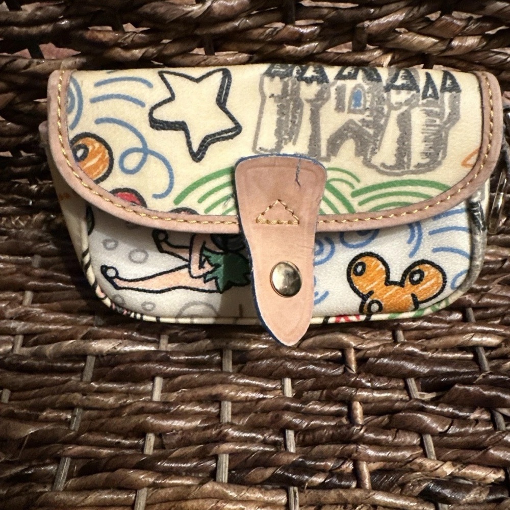 Dooney & Bourke Cream and Blue Artistic Clutch